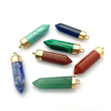 Natural Stone Hexagonal Prism Charms Pendants
