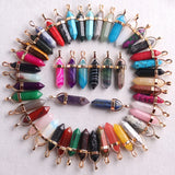 Natural Stone Hexagonal Prism Charms Pendants for DIY Jewelry Making