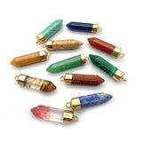 Natural Stone Hexagonal Prism Charms Pendants
