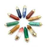 Natural Stone Hexagonal Prism Charms Pendants