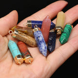 Natural Stone Hexagonal Prism Charms Pendants