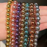 Silver Hematite Round Loose Beads Jewelry Making DIY 15''