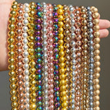 Silver Hematite Round Loose Beads Jewelry Making DIY 15''