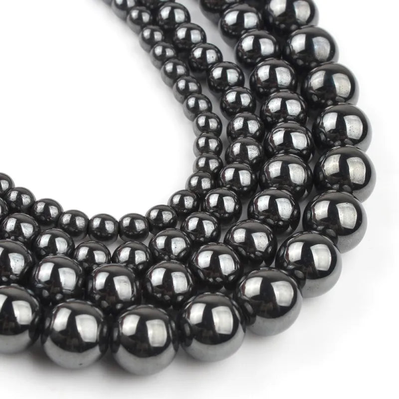 Silver Hematite Round Loose Beads Jewelry Making DIY 15''