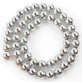 Natural Stone Silver Plated Hematite Beads Round Spacer Beads 3/4/6/8/10mm