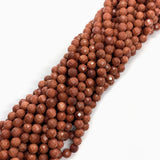 Golden Sandstone Necklace Bead 6mm Faceted Round Charms Beads
