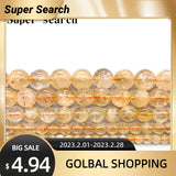 Golden Crystal Quartz and Citrine Beads 4-10mm for Jewelry Making