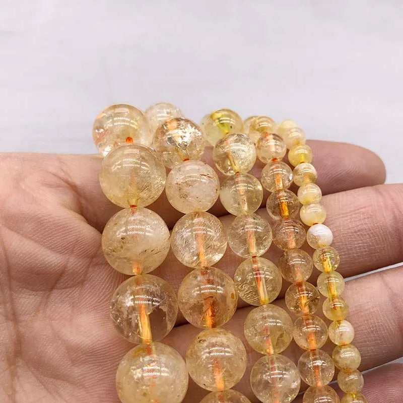 Golden Crystal Quartz and Citrine Beads 4-10mm for Jewelry Making