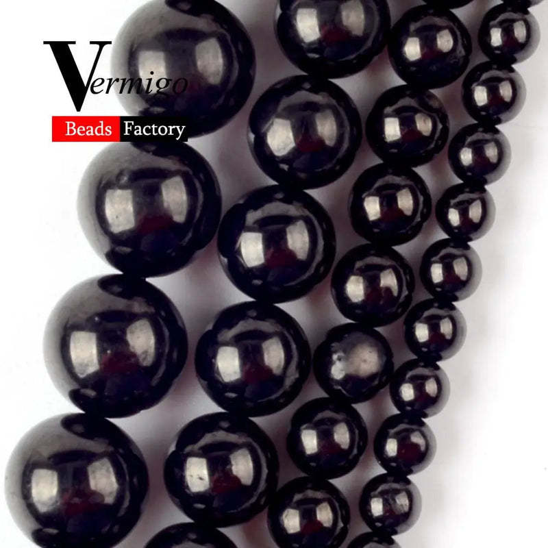 Natural Stone Shungite Round Beads for Jewelry Making 4/6/8/10/12 mm