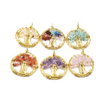 Stone Gravel Pendant Tree of Life Rose Quartz Chakra Charms DIY Necklaces