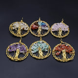 Stone Gravel Pendant Tree of Life Rose Quartz Chakra Charms DIY Necklaces