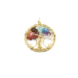 Stone Gravel Pendant Tree of Life Rose Quartz Chakra Charms DIY Necklaces