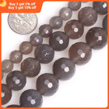 Natural Gray Agates Round Bead 15 inch Strand DIY Bracelet Beads 8mm 12mm 14mm