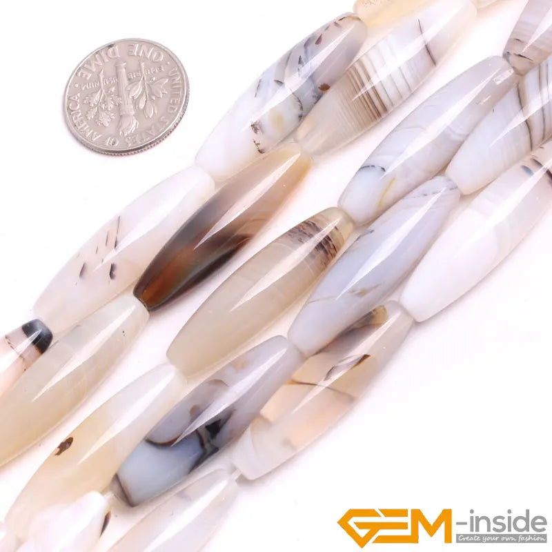 Gray Leaf Agate Spacer Beads 15" Strand DIY Jewelry Gift