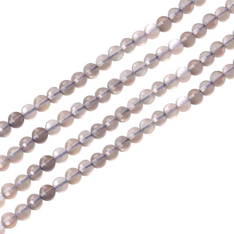 Gray Moonstone Beads Faceted 4mm Round Rondelle - Jewelry Making DIY