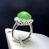 Green Agate Charm Ring Zircon Copper Stone Rings Women