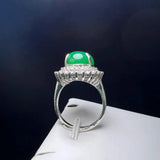 Green Agate Finger Ring Charm Rings Adjustable Oval Copper Stone Rings