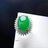 Green Agate Finger Ring Charm Rings Adjustable Oval Copper Stone Rings