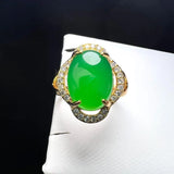 Green Agate Finger Ring Charm Adjustable Zircon Gem Stone Ring For Women