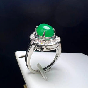 Green Agate Finger Ring Charm Rings Zircon Copper Gem Stone Rings