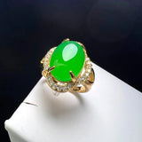 Green Agate Finger Ring Charm Adjustable Zircon Gem Stone Ring For Women