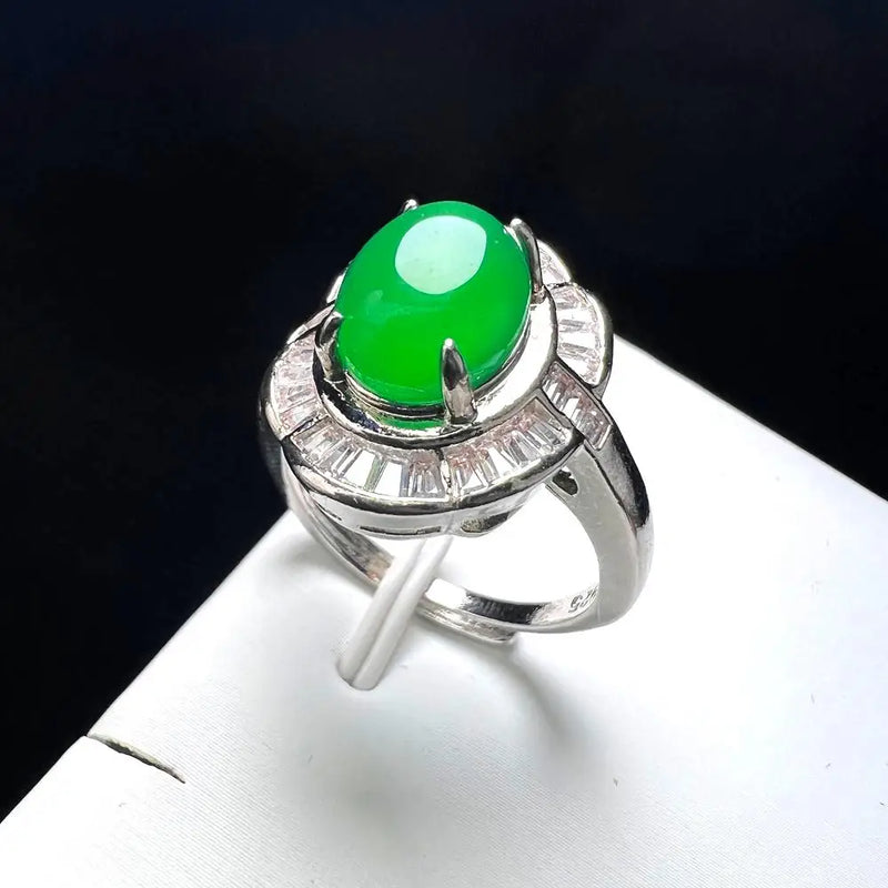 Green Agate Finger Ring Charm Rings Zircon Copper Gem Stone Rings