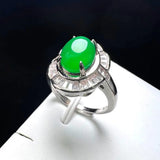 Green Agate Finger Ring Charm Rings Zircon Copper Gem Stone Rings