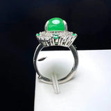Green Agate Finger Ring Charm Ring Adjustable Zircon Stone Ring for Women