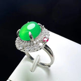 Green Agate Finger Ring Charm Ring Adjustable Zircon Stone Ring for Women