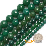 Green Agate Faceted Round Beads 15 inch Strand 6mm 8mm 10mm