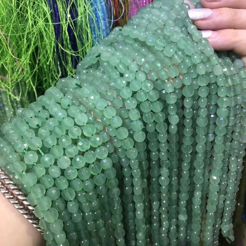 Green Aventurine Beaded Faceted Spacer Loose Beads for DIY Jewelry