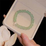 Green Aventurine Bracelet with 925 Silver Bell Pendant