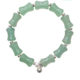 Green Aventurine Bracelet with 925 Silver Bell Pendant