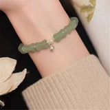 Green Aventurine Bracelet with 925 Silver Bell Pendant