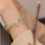 Green Aventurine Bracelet with 925 Silver Bell Pendant