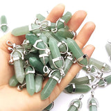 Green Aventurine Crystal Pendant Pendulum Hexagon Pillar Bullet Shape Charms