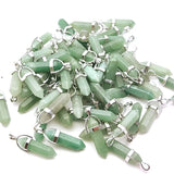 Green Aventurine Crystal Pendant Pendulum Hexagon Pillar Bullet Shape Charms