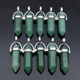Green Aventurine Crystal Pendant Pendulum Hexagon Pillar Bullet Shape Charms
