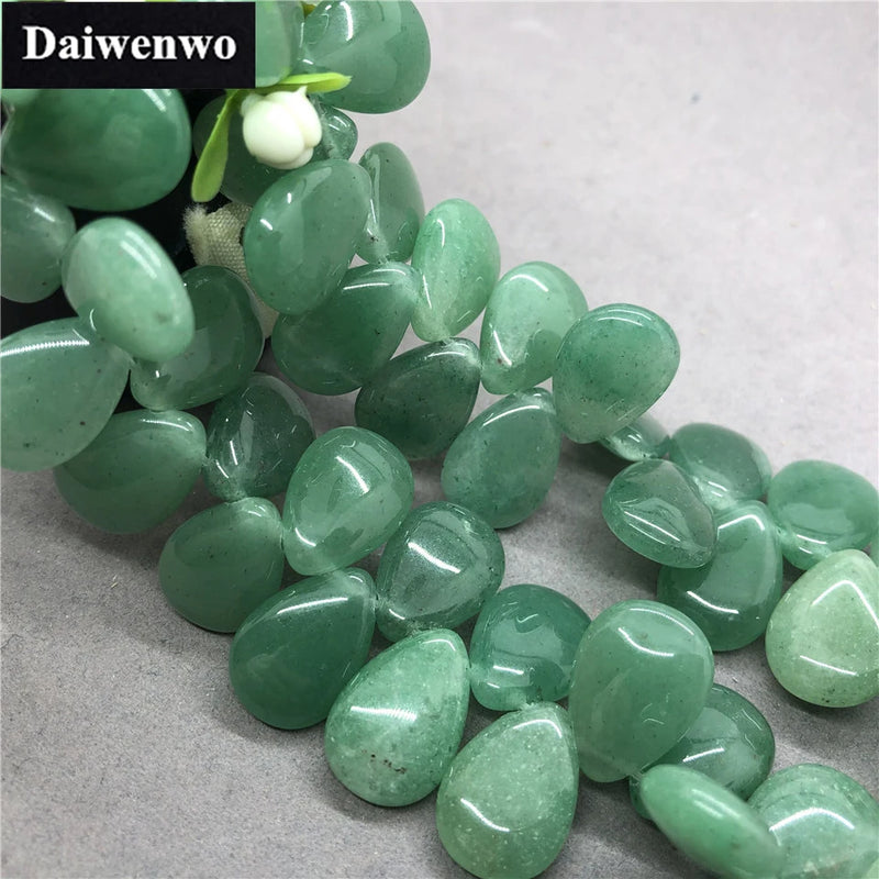 Green Aventurine Flat Water Drop Shape Natural Stone