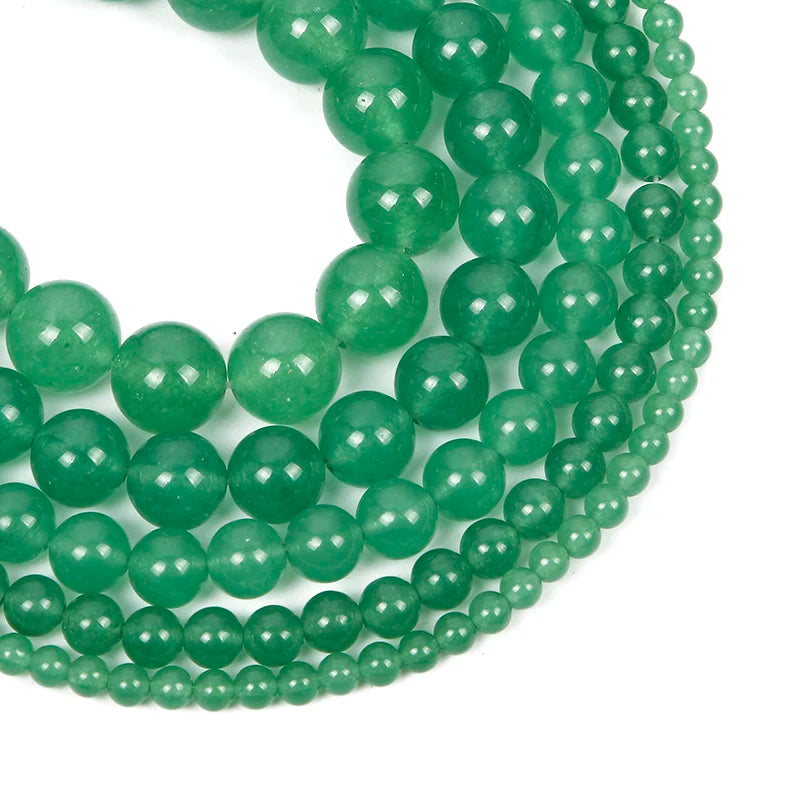 Green Aventurine Chalcedony Charm Round Beads For Jewelry Making 4-12MM