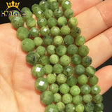Green Canadian Jade Faceted Round Beads 6mm/8mm 7.5'' Strands