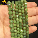 Green Canadian Jade Faceted Round Beads 6mm/8mm 7.5'' Strands
