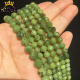 Green Canadian Jade Faceted Round Beads 6mm/8mm 7.5'' Strands