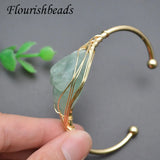 Green Flourite Cuff Bracelet Raw Crystal Quartz Bangle Women Jewelry Gift