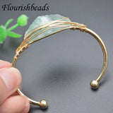 Green Flourite Cuff Bracelet Raw Crystal Quartz Bangle Women Jewelry Gift