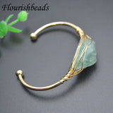 Green Flourite Cuff Bracelet Raw Crystal Quartz Bangle Women Jewelry Gift