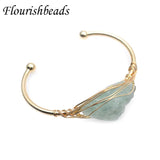 Green Flourite Cuff Bracelet Raw Crystal Quartz Bangle Women Jewelry Gift