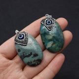 Green Hainan Pine Pendant Set with Evil Eye Quartz for Jewelry Making DIY