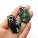 Green Hainan Pine Pendant Set with Evil Eye Quartz for Jewelry Making DIY
