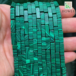 Green Malachite Stone Square Tube Spacer Beads 15'' Strand